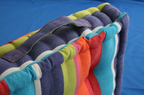 Homescapes gestreiftes Sitzkissen 50 x 50 cm Stuhlkissen Multi Stripes, Sitzerhöhung Stuhlauflage, 100% reine Baumwolle mit Polyester Füllung - 3