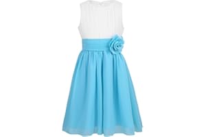TiaoBug Festliches Mädchen Kleider für Hochzeit Sommer Brautjungfern Blumenmädchen Kinder Chiffon Kleid elegant zweifarbig Partykleid gr. 104-164