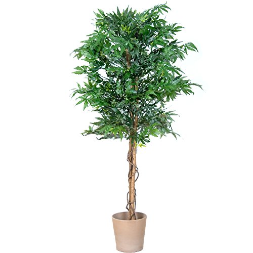 Marihuana Kunstbaum, Echtholzstamm, Kunstpflanze – 150 cm - 2