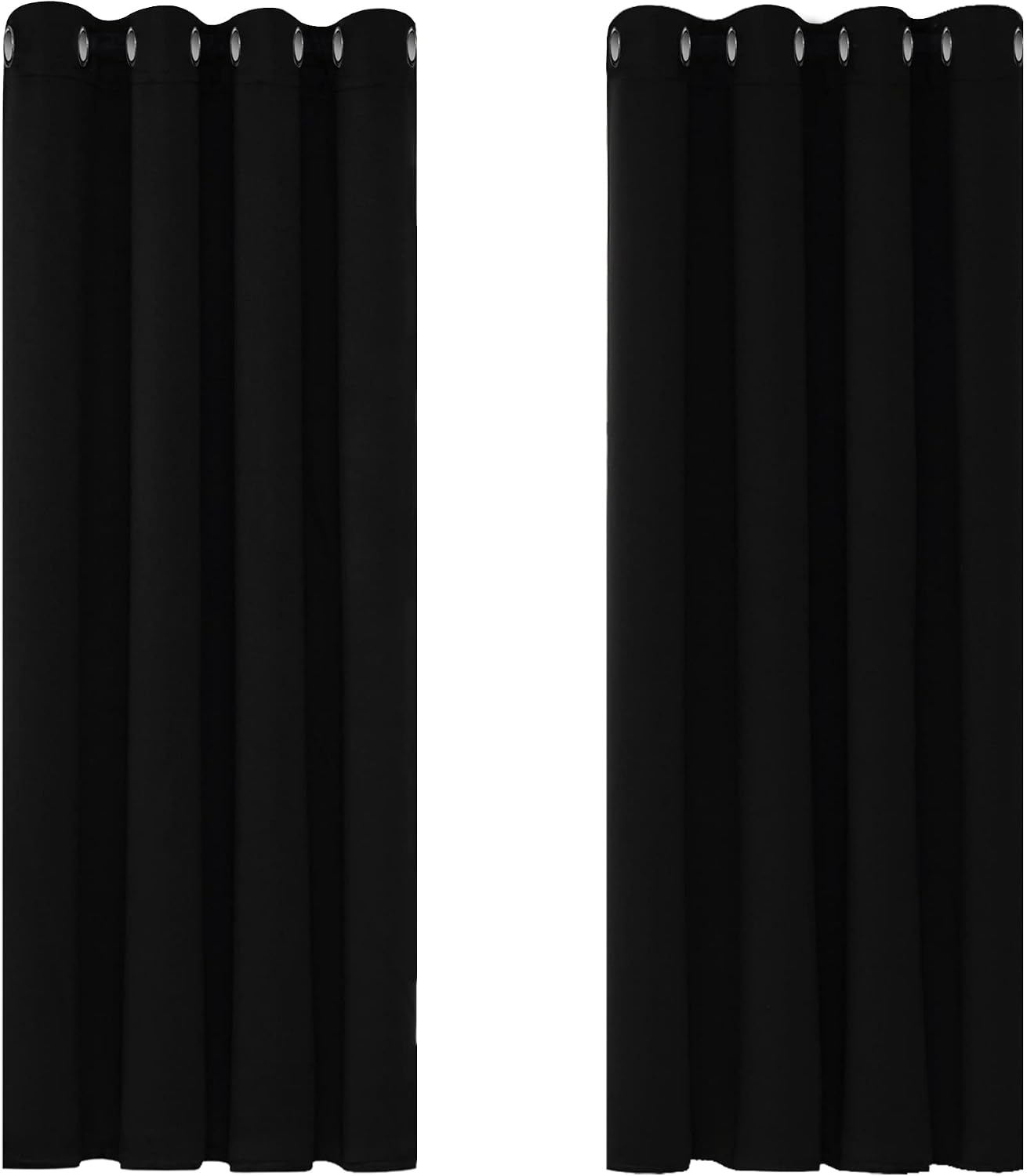 Deconovo Blackout Curtains Bedroom Super Soft Thermal Insulated Eyelet Blackout Curtains for Living Room 46 x 54 Inch Black 2 Panels