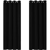 Deconovo Blackout Curtains Bedroom Super Soft Thermal Insulated Eyelet Blackout Curtains for Living Room 46 x 54 Inch Black 2