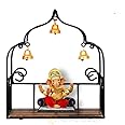 MetalTouch Wall Mounted Shelf - Stylish Iron & Wood God Stand for Pooja Room Mandir | Home Temple Shelf