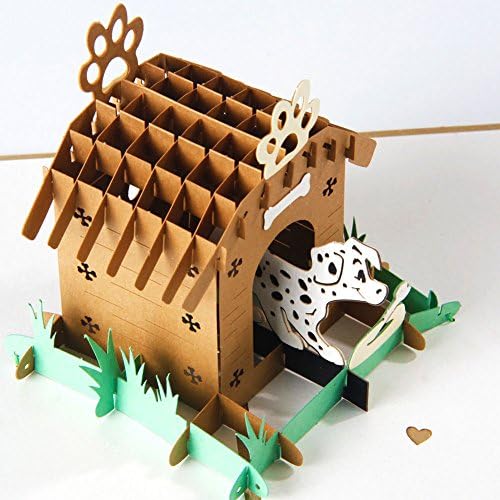 UNIQUEplus Dog House Creative 3D Pop UP Greeting Gift Cards for Birthday OR Any Occasion