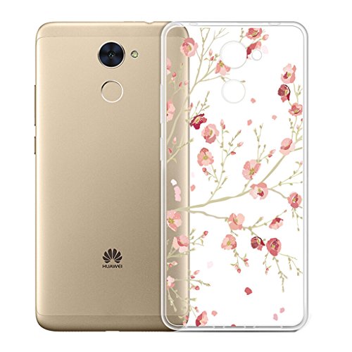 Funda para Huawei Y7 Prime 2017   Huawei Y7 2017   Enjoy 7 Plus   IJIA Transparente Rosado Flor del Melocot  n TPU Silicona Suave Cover Tapa Caso Parachoques Carcasa Cubierta para Huawei Y7 Prime 2017   Huawei Y7 2017   Enjoy 7 Plus