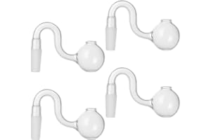 YCSRNN 4 Glass Pipes, 14mm Bowl Piece, Curved Glass Tubes for DIY Projects, Aromatherapy, Water Pipe Assembly and Laboratory Use, Durable Heat-Resistant glass