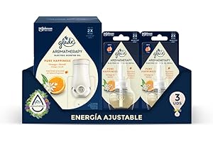 Glade Aromatherapy Eléctrico Líquido con Aceites Esenciales, Fragancia Pure Happiness. Aparato + 3 Recambios