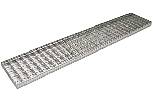Jardibric - Grille Caillebotis (20 x 100 cm) avec Cadre en Acier galvanisé pour collecteur d'évacuation des eaux pluviales - Peut s'adapter sur un Regard ou un Caniveau en Béton