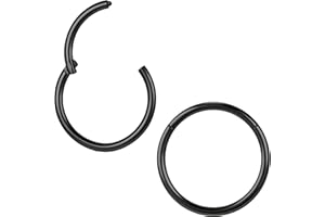 ZS 2Pcs ASTM F136 Titanium 6/7/8/9/10/12/14mm Cartilage Tragus Helix Earring Hoop 20G 18G 16G Lip Rings Nose Rings Septum Conch Piercings Jewellery