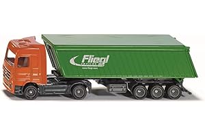 siku 1796 - Camion avec benne basculante et toit, 1:87, Vert/OrangeMétal/Plastique, Bâche de toit amovible Pour Semi-remorque