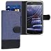 Produktbild kwmobile Hülle für Motorola Moto E4 - Wallet Case Handy Schutzhülle Kunstleder - Handycover Klapphülle mit Kartenfach und Ständer Dunkelblau Schwarz