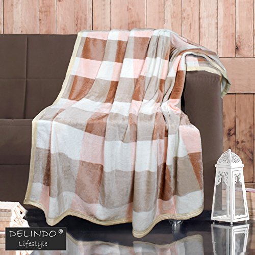 Delindo Lifestyle® Blanket LEEDS PEACH BROWN / microfibre soft throw / 150x200 cm large / plaid for Delindo Lifestyle® Blanket LEEDS PEACH BROWN / microfibre soft throw / 150x200 cm large / plaid for