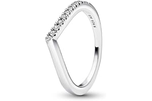 Pandora Timeless Wish Błyszczący pierścionek ze srebra próby 925 z przezroczystymi cyrkoniami umieszczonymi na połowie