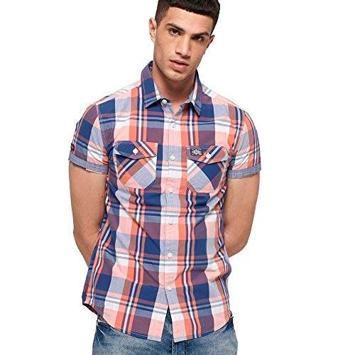 Preisvergleich Produktbild Superdry Waschkorb Kurze Ärmel Hemd reife Aprikosen-Check LGE APRICOT