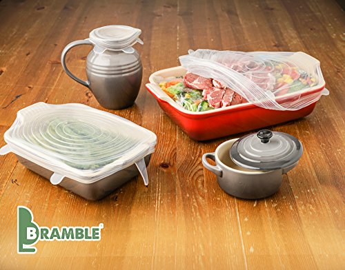 Silikon Stretch Deckel, wiederverwendbar, flexibel und um Lebensmittel frisch zu halten , geeignet für Spülmaschine, Mikrowelle und Gefrierschrank 7 teiliges Set - 4