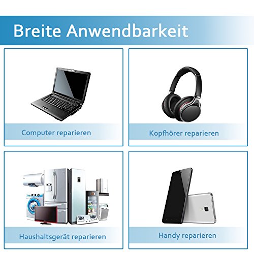 GHB Lötkolben 6 in 1 Lötset 60W 200-450°C Einstellbare Temperatur mit Koffer - 8