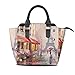 Produktbild COOSUN Frauen Ölgemälde Paris Eiffelturm Pu-leder Umhängetaschen Top-Griff Handtasche Tote Crossbody Tasche