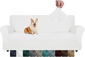 CHELZEN Housse de canapé en Velours 3 sièges Housses de canapé Extensibles épaisses (3 Places, Blanc)