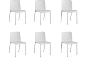 SHAF SP Berner - Pack de 6 Sillas Grana - Apilables, Ergonómicas y Resistentes - Uso Interior y Exterior - Fabricadas en España con Plástico Reciclado - Blanco