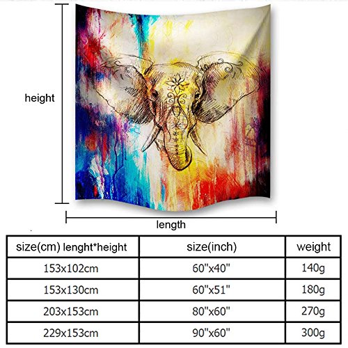 Dremisland Abstrakt Elefanten Indische Wand Dekor Hippie Tapisserien Böhmische Mandala Tapisserie Wand Hanging Throw (L/229*153cm(90″*60″)) - 2