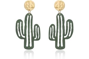EXINOX - Orecchini a forma di cactus, da donna, verde e oro