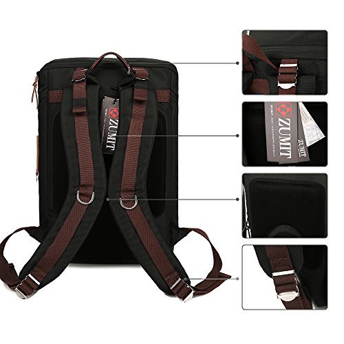 ZUMIT Laptop Rucksack 14 Zoll Damen Herren Business Travel Rucksack Studenten Backpack Taschen mit Gro  en Kapazit  t Schwarz
