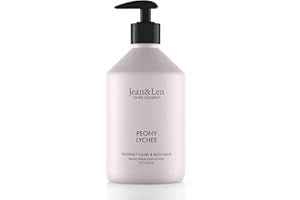 Jean & Len Heavenly Hand & Body Balm Peony & Lychee, per un'esperienza di cura profumata, con olio di argan e burro di karité biologici, flacone di alta qualità, senza parabeni e siliconi, 500 ml