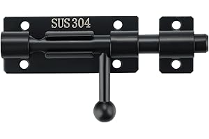 Mooche Türriegel SUS304 Edelstahl Riegelschloss Schlossriegel Schwarz Bolzenriegel mit Schrauben Schieberiegelverriegelung für Gartentor, Tor, Fenster, Zaun