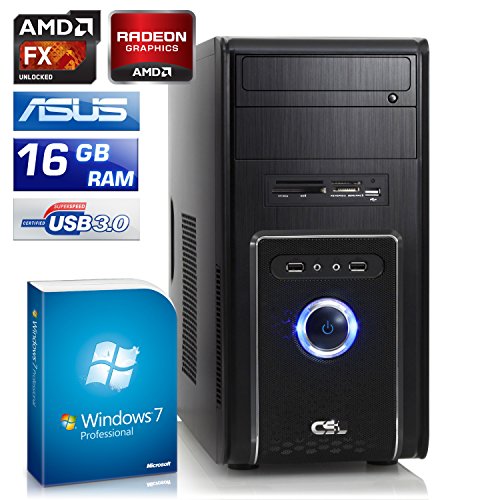 CSL Sprint 5951Pro inkl. Windows 7 Pro – AMD FX-8370E 8x 3300MHz, 16GB RAM, 2000GB HDD, Radeon R5 230, DVD, USB 3.1 - 2