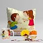 STITCHNEST Rakhi Gifts for Sister and Brother Gift Combo Hamper Set of Mug, Canvas Cotton Cushion Cover 12 x 12 inches with Filler.