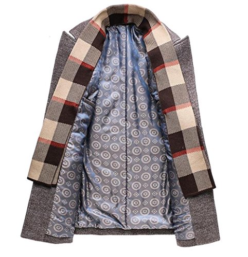 GTYW, Herren Wolljacke Long Slim Pullover Mantel，M-3XL,Coffee-XL