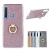 Produktbild Misstars Hülle für Samsung Galaxy A9 2018 / A9 Star Pro / A9S, Ultra Dünn Transparent Weiche TPU Silikon + Glitzer Lila Papier Hybrid 2 in 1 Design Bling Schutzhülle mit Ring Ständer
