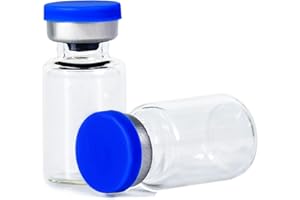 COTOM 2ml Glass Vials Sterile Empty Bottle with Caps and Rubber,Laboratory sealed Liquid Sample Storage Vial(10pcs)