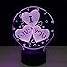 Produktbild Nachtlicht 3D Optische Illusions-Lampen Herzen 3 7 Farben Blinken Berührungsschalter Schlafzimmer Schreibtischlampe Für Kinder
