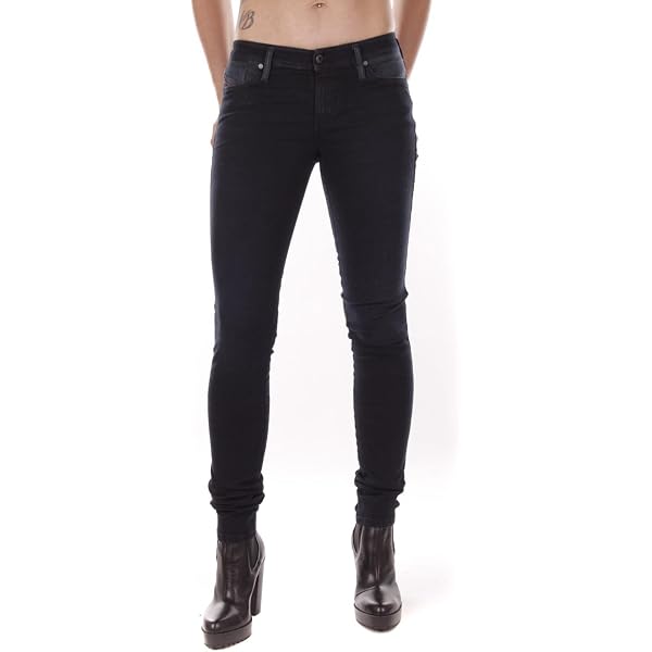 DIESEL SKINZEE 0813C Womens Denim Jeans Super Slim Skinny Zip Fly Dark Blue