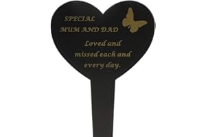 ANGRAVEMEMORIALS Special Mum & Dad Memorial Heart Remembrance Verse Ground Stake