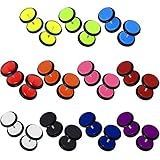 en 12 colores set de 12 pareas Plugs falso fake tunnel pendientes aretes para atornillar con anillo de caucho o ring colorido 8 mm