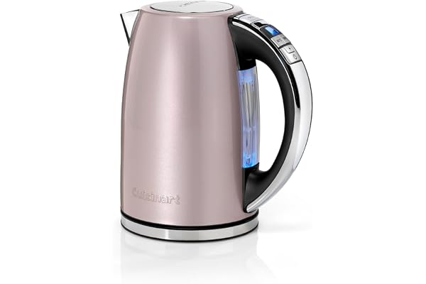 Cuisinart Bouilloire électrique Multi-Températures - Ébullition rapide - Sans fil - Rose - Fini en acier inoxydable - Capacité de 1,7L - Température réglable - Filtre amovible et lavable