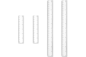 GUAGUA 4Plastic Ruler Set Clear Transparent Straight Ruler 15cm/30cm 6inch 12inch Measuring (4)