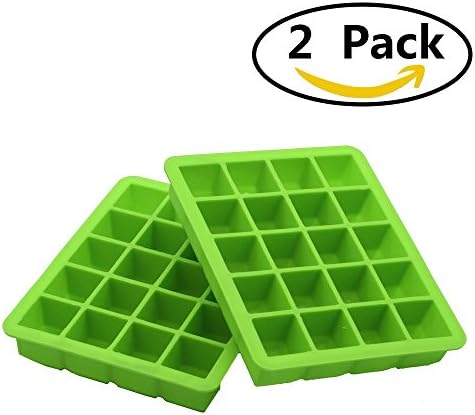 Silicone Ice Cube Tray, Zonyanl Square Soft Washable Ice Moulds Makes for Whisky Wine, Set of 2, 40 Pieces, Green