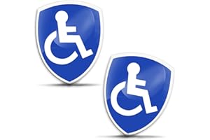 SkinoEu 2 x 3D Gel Adesivi Silicone Contrassegno Disabile Internazionale Handicap Sedia A Rotelle Disabili Simbolo Auto Moto Bicicletta Finestra Telefono Laptop PC Tablet Porta KS 120