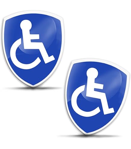Autodomy Confezione Adesivi Disabili Invalidi 2 Pezzi 10x8 cm | Adesivo Disabili Auto per Uso Esterno | Cartellino Disabili Auto Van Truck (Bianco