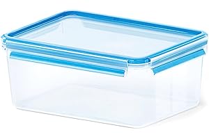 Emsa 508546 Clip & Close | Rechteckige Frischhaltedose | mit Deckel | 3.7 Liter | Transparent/Blau