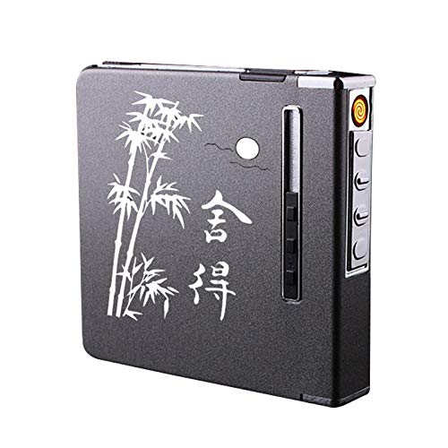 Preisvergleich Produktbild XCF Zigarettenetui - Zigarettenetui Aus Aluminiumlegierung - 20 Zigarettenanzünder - Tragbare Zigarettenautomatik - USB Aufladbares Winddichtes Zigarettenetui,F,9.8 * 9.3 * 1.8