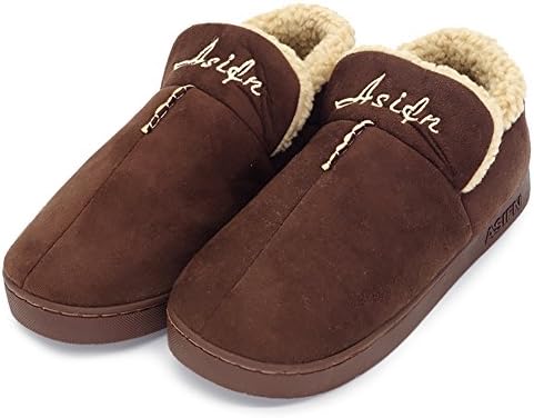 Maesty Winter Home Men House Slippers Shoes Plush Anti-Slip Cotton Indoor Booties For Bedroom Office Gift Brown US 9.5-10