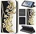 Price comparison product image CoverFix premium flip case for Samsung Galaxy A5 (2017 model) A520 Faux Leather Protective Case 1092 Ranke Schwarz Weiß Gold