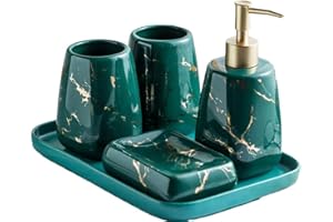 YYW Set da bagno in ceramica, 3/4/5 pezzi di accessori da bagno di lusso moderni set di accessori da bagno in ceramica con motivo in marmo set da bagno accessori per casa, appartamento, dormitorio