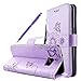 Produktbild Samsung Galaxy S7 Edge Hülle, Fraelc® Premium Kunstleder Brieftasche Case im Bookstyle Flip Wallet Cover mit Kartenfächer und Standfunktion Leder Hülle für Samsung Galaxy S7 Edge Tasche in Schmetterling Blume Design Schutzhülle (Lilac)