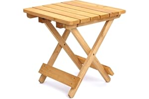 Trueshopping Wooden Folding Coffee Table Garden Side Table Picnic Small Table Wood Indoor Outdoor Dining Drinks Bistro Table