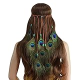 ZYCC Fascinator Pfau Federn Stirnband Bohemian Quasten Hairband National Style Headwear für Frauen Mädchen