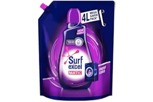 Surf Excel Matic Front Load Liquid Detergent 4L Refill Pouch, Designed for Tough Stain Removal on Laundry in Washing Machines